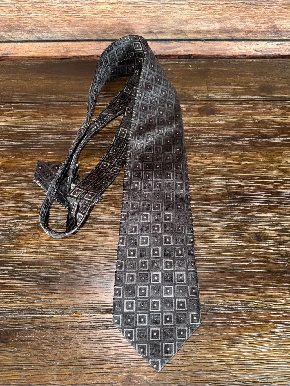 Dolce & Gabbana Black / Grey Geometric Square Silk Tie